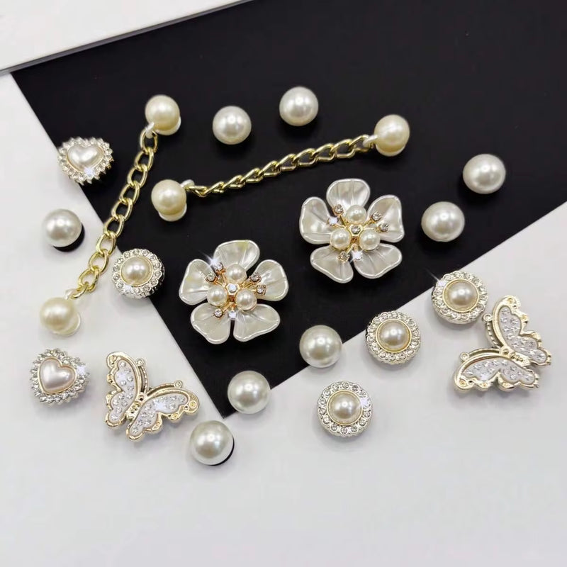 20pcs Shoe Decorations, Detachable Rhinestone Bear Bow, Snowflower, Garden, Beach Shoe Chains, Perfect Holiday Gift, Shoes Accessories Gift Ideas
