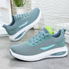Teal Blue Fly Woven Running Shoes, Shock Absorb Air Cushion EVA Sole Casual Summer Outdoor Sneakers